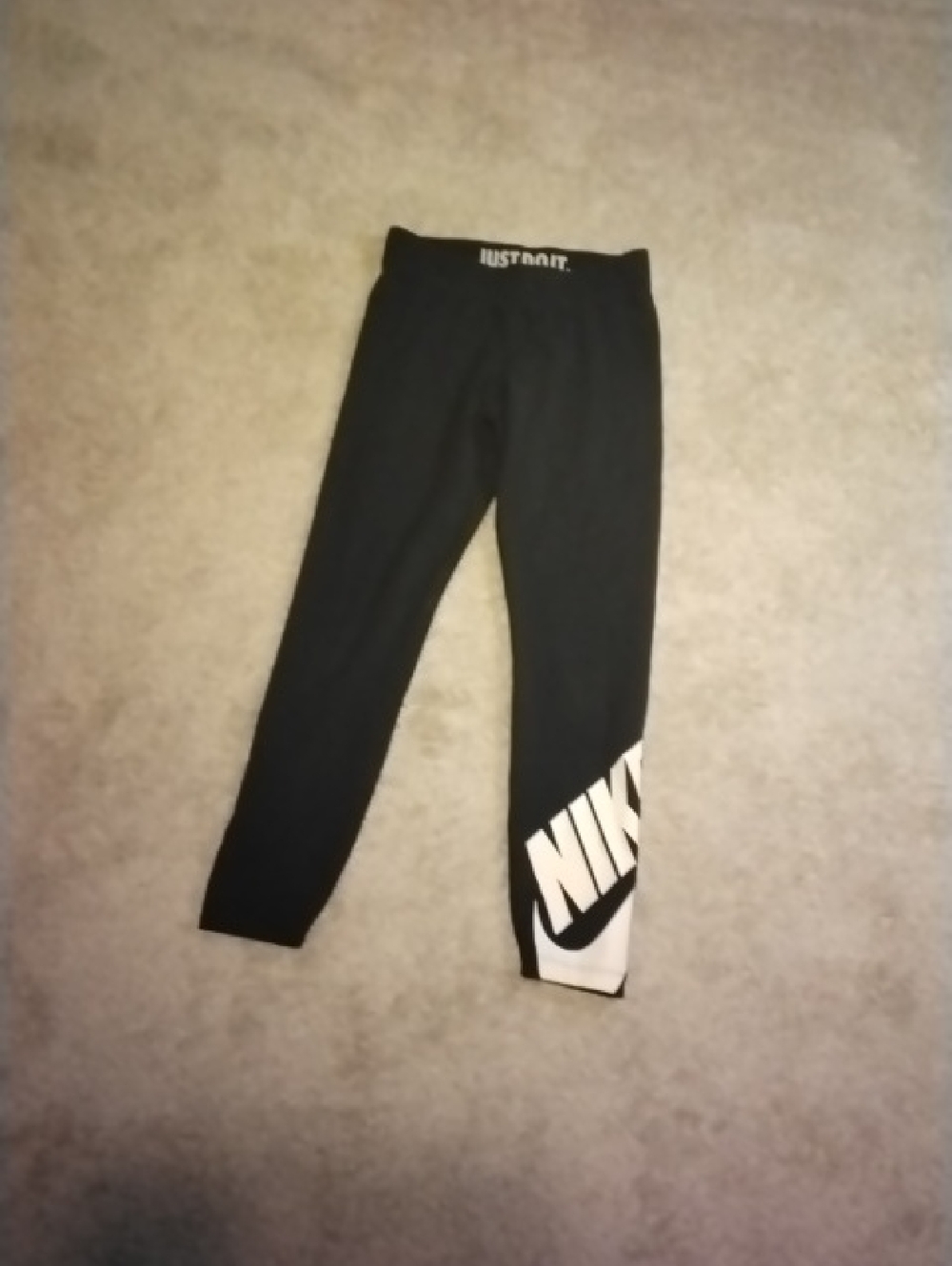 Nike Kids Black Leggings with White Logo Panel